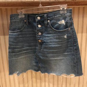 Madewell deconstructed denim skirt